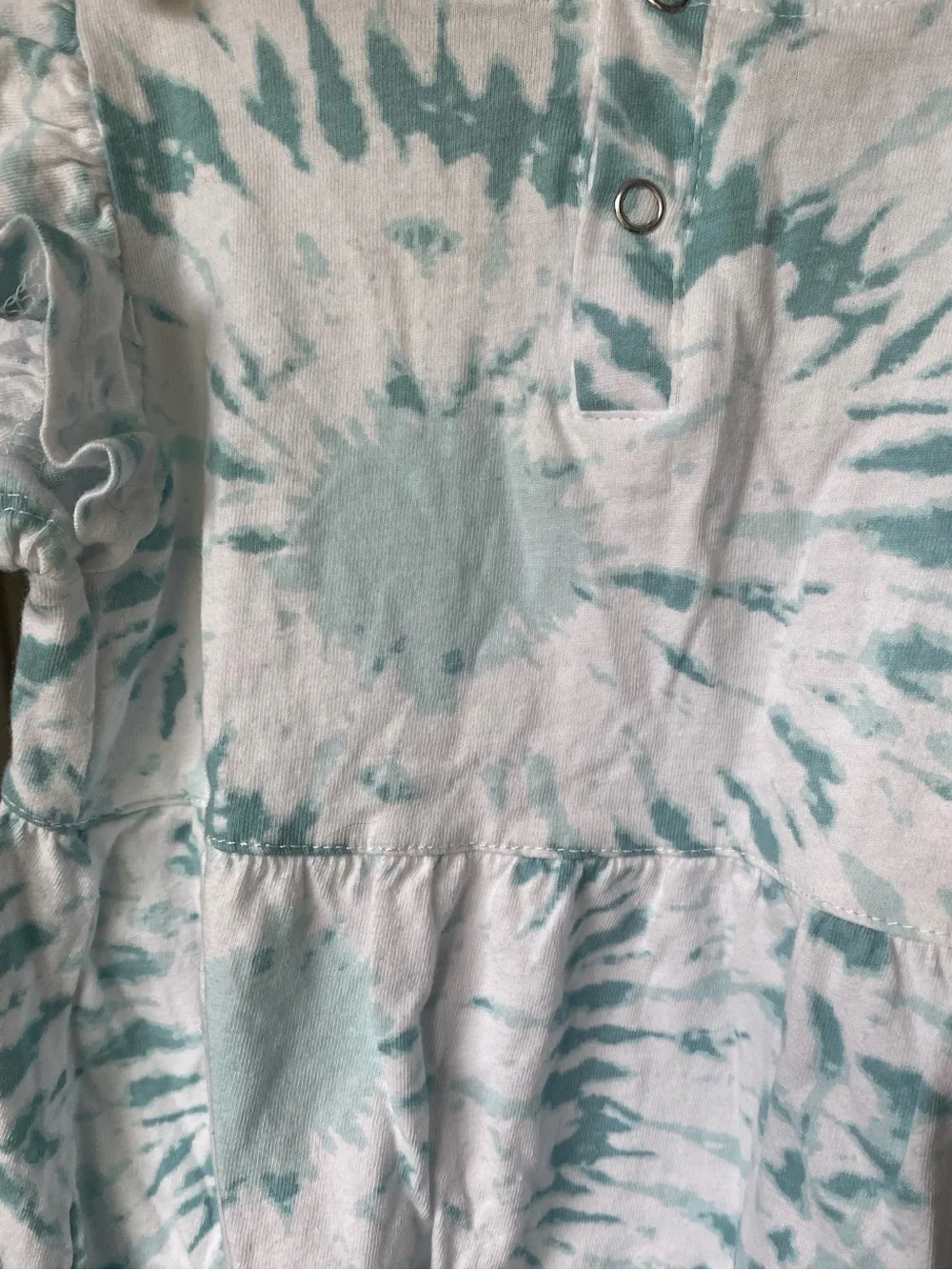 Grayson Mini Tie-Dye Flutter Sleeve Baby Romper - Teal & White